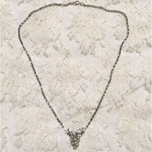 Vintage Grape Cluster Necklace Faux Pearl Rhinestones Silver Tone signed Avon